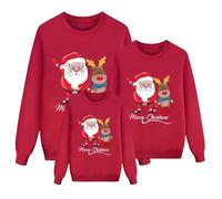 MJGkhiy Felpe Natale Famiglia Moda Renna Maglione Natalizie Babbo Manica Lunga Sweater Natalizi Felpa Famiglia Divertente Brutto Maglioni Natalizia Rosso Magliette Christmas Maglietta1