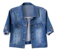 MJGkhiy Giacca di Jeans Donna Elegante Maniche Lunghe Denim Jacket Curvy Strappati Giacche Corta Moda Casual Button Up Giubbino Jean Autunno Primavera