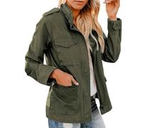 MJGkhiy Giacca Militari Donna In Jeans Curvy Maniche Lunghe Giubbino Jean Utility Elegante Button Up Denim Jacket Retro Casual Strappati Giacche Corta Autunno Primavera