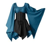 MJGkhiy Halloween Abito Da Donna Strega Vintage Vestiti Da Vampiro Carnevale Costume Da Strega Horror Diavolo Costumi Di Halloween Cosplay Vestito Da Steampunk Festa Medievale