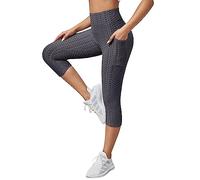 MJGkhiy Leggins Sportivi Donna 3/4 Vita Alta Atletica Corsa Biker Leggins Yoga Coprenti Pinocchietto Pantaloncini Capri Donna Taglie Forti Leggins Sportivi Donna Estivi