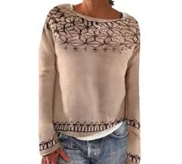 MJGkhiy Maglione Donna Natalizio Lana Invernale Elegante Girocollo Maglie Invernali Comodo Floreale Maglioni Caldo Manica Lunga Maglioncino Curvy Maglia Moda Jumpers Casual Pullover Sweater