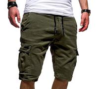 MJGkhiy Pantaloncini Uomo Cargo Estivi Pantaloncini da Lavoro con Tasche Laterali Coulisse Vita Elasticizzato Pantaloni Corti Cargo Shorts Pantaloncini Sportivi Bermuda Cargo Taglie Comode Leggero