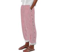 MJGkhiy Pantaloni Donna Estivi Larghi Comodi Cotone e Lino Pantaloni con Elastico in Vita Elegante Casual Taglie Forti Pantalone Largo con Tasche Leggeri Vita Alta Pantalone Spiaggia 2025 Offerte