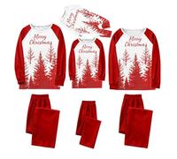 MJGkhiy Pigiama Natale Famiglia Coordinati Rosso Pigiami Abbinati Coppia Capodanno Natalizio Pigiami Natalizi Tutta La Family Matchati Due Pezzi Christmas Pyjamas Manica Lunga Pantaloni Lunghi Donna