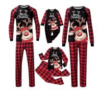 MJGkhiy Pigiama Natale Famiglia Tute Lungo Pigiama Intero Natalizio Tuta Pigiama Set Christmas Pyjama Onesie Pigiama Interno Famiglia Pigiama Natale Coordinati per Uomo Donna Bambino Regalo Natalizio