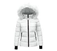 MJGkhiy Piumino Donna Invernale Corto Cappotto con Cappuccio In Pelliccia Elegante Caldo Giubbotto Taglie Forti Piumini Abbigliamento Invernali Giacca Antivento Cappottin con Zip Giubbino Offerte