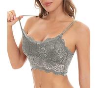 MJGkhiy Reggiseno Senza Ferretto Per Donna Reggiseno Bralette Pizzo Floreale Bra Elastico Fascia Toracica Basic Push-Up Bra Sexy Con Imbottito Bralette Completo e Cinghie Regolabili Top Corsetto