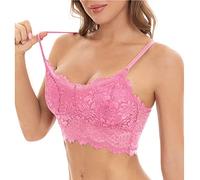 MJGkhiy Reggiseno Senza Ferretto Per Donna Reggiseno Bralette Pizzo Floreale Bra Elastico Fascia Toracica Basic Push-Up Bra Sexy Con Imbottito Bralette Completo e Cinghie Regolabili Top Corsetto