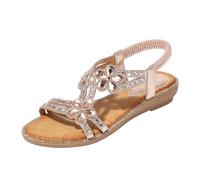 MJGkhiy Sandali Donna Bassi Comodi Outdoor Memory Foam Sandali Cinturino Intrecciato Mule Sandalo Gioiello Donna Cerimonia Tacco Piatto Infradito Sandali Boho Beach Dress Sandali