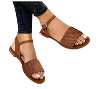 MJGkhiy Sandali Donna Eleganti Bassi Scarpe Spiaggia Shoes Cinturino Intrecciato Mule Donna Da Cerimonia Cinturino estive Bassi Suola Morbida Sandali