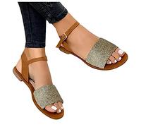 MJGkhiy Sandali Donna Eleganti Bassi Scarpe Spiaggia Shoes Cinturino Intrecciato Mule Sandali Donna Da Cerimonia Cinturino estive Bassi Sandali Suola Morbida Sandali