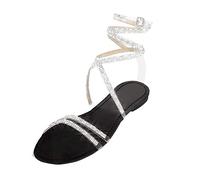 MJGkhiy Sandali Donna Estive Comode Sandali con Cinturino Casual Sandalo Infradito Bassi Eleganti con Cinturino alla Caviglia Sandali Da Spiaggia Strass Scarpe da Sposa in Pizzo