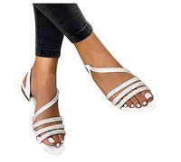 MJGkhiy Sandali Donna Estive Eleganti Perline Glitter Strass Sandali Sandalo Flat Schiava Sandalo Gioiello Donna Cerimonia Bohemia Roma Casual Scarpe Boho Beach Dress Sandali Infradito Argento 41 EU