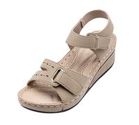 MJGkhiy Sandali Ortopediche Donna Estive Eleganti Sandali con Adjustable Strappo Leggere Comodi Cuoio Artificiale Sandali con Zeppa Vintage Moda Scarpe Sportivi Sandali Trekking 2024