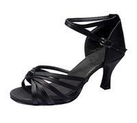 MJGkhiy Scarpe da Ballo Latino per Donne - Nero Professionale Americano Sala da Ballo Partito Salsa Tango Feste - Pratica Prestazioni Scarpe Standard Tacco