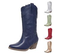 MJGkhiy Stivali Donna Texani Alti Camoscio Boots Con Tacco a Blocco Western Stivaletti Marroni Pelle Stivaletto A Punta Invernali Cowboy Stivale Camperos Stivali Comodi