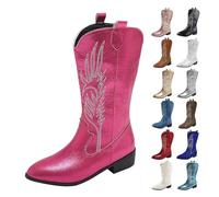 MJGkhiy Stivali Donna Texani Alti Western Boots Con Tacco Camperos Stivaletti A Punta Neri Cowboy Stivali Invernali Camoscio Stivaletto Pelle Stivale Comodi