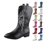 MJGkhiy Stivali Donna Texani Alti Western Boots Con Tacco Camperos Stivaletti A Punta Neri Cowboy Stivali Invernali Camoscio Stivaletto Pelle Stivale Comodi