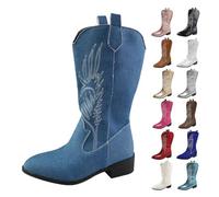MJGkhiy Stivali Donna Texani Alti Western Boots Con Tacco Camperos Stivaletti A Punta Neri Cowboy Stivali Invernali Camoscio Stivaletto Pelle Stivale Comodi