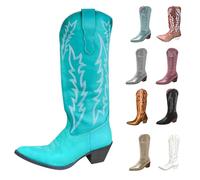 MJGkhiy Stivali Donna Texani Alti Western Stivaletti Con Tacco a Blocco Camoscio Stivale A Punta Invernali Pelle Boots Marroni Cowboy Stivali Camperos Stivaletto Comodi