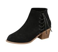 MJGkhiy Stivali Texani Donna Bassi Camperos Boots Ankle Cowboy Stivaletto Camoscio Con Tacco a Blocco Invernali Western Stivale A Punta Nero Chelsea Stivaletti con Cerniera