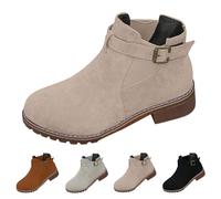 MJGkhiy Stivali Texani Donna Bassi Cowboy Stivale Camoscio Marroni Camperos Stivaletto Con Tacco a Blocco Nero Chelsea Stivaletti Invernali Western Boots Ankle