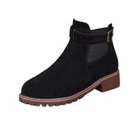 MJGkhiy Stivali Texani Donna Bassi Cowboy Stivale Camoscio Marroni Camperos Stivaletto Con Tacco a Blocco Nero Chelsea Stivaletti Invernali Western Boots Ankle