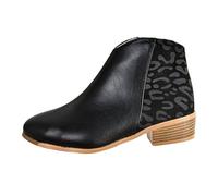 MJGkhiy Stivali Texani Donna Bassi Western Stivaletto A Punta Marroni Camperos Stivaletti Con Tacco a Blocco Nero Cowboy Boots Ankle Invernali Chelsea Stivale con Cerniera