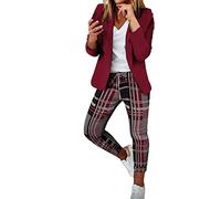 MJGkhiy Tailleur Donna Eleganti Pantaloni e Giacca da Cerimonia Curvy Completo Blazer a Maniche Lunghe Tuta Elastici in Vita Set di Abiti in Tinta Unita Pantalone Giacche Due Pezzi Elegante Suit