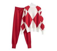 MJGkhiy Tuta Donna Completo Maglia Elegante 2 Pezzi Lavorati Maglione Con Pantalone Largo Completi Lana Invernale Calda Set Coordinato Comode Inverno Tute In Maglioni Autunno Loungewear