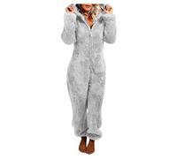 MJGkhiy Tuta Intera Inverno Pigiama Donna Caldo con Cerniera Pigiamone Intero in Pile Tuta Intera Monopezzo Manica Lunga Taglie Forti Peluche Indumenti da Notte Sleepwear per Tutte Homewear