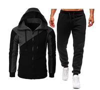 MJGkhiy Tuta Uomo Completa Due Pezzi Con Cappuccio - Felpa e Pantalone Set Tracksuit Tute da Ginnastica Con Zip - Suit Felpata Invernale Abbigliamento Sportiva