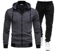 MJGkhiy Tuta Uomo Completa Invernale Felpa Con Zip e Cappuccio Due Pezzi Felpe Giacca e Pantaloni Tuta Set Tracksuit Tute da Ginnastica Abbigliamento Sportiva Tuta Felpata Complete Offerte Completo