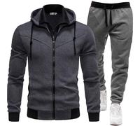 MJGkhiy Tuta Uomo Completa Invernale Felpa Con Zip e Cappuccio Due Pezzi Felpe Giacca e Pantaloni Tuta Set Tracksuit Tute da Ginnastica Abbigliamento Sportiva Tuta Felpata Complete Offerte Completo
