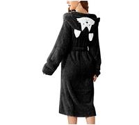 MJGkhiy Vestaglia Donna Invernale Pile Termico Manica Lunga Peluche Accappatoio Vestaglie Cotone Con Cappuccio Morbido Peluche Indumenti Da Notte Loungewear Flanella Accappatoio