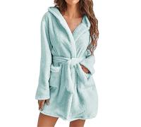 MJGkhiy Vestaglia Donna Pile Invernale Caldo Comodo Con Cappuccio Flanella Accappatoio Vestaglie Cotone Con Cintura Termico Abbigliamento Da Notte Loungewear Fleece Accappatoio