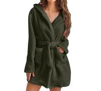MJGkhiy Vestaglia Donna Pile Invernale Caldo Comodo Con Cappuccio Flanella Accappatoio Vestaglie Cotone Con Cintura Termico Abbigliamento Da Notte Loungewear Fleece Accappatoio