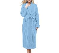 MJGkhiy Vestaglia Donna Pile Invernale Caldo Taglie Forti Manica Lunga Flanella Accappatoio Vestaglie Cotone Con Cappuccio Morbido Peluche Indumenti Da Notte Per Casa Hotel Spa Peluche Accappatoio