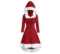 MJGkhiy Vestito Babbo Natale Donna Elegante Velluto Scollo a V Abito da Sera Manica Lunga Cerimonia Vestiti da Babbo Taglie Forti Vestito da Natale Cosplay Costume Regalo di Natale