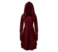 MJGkhiy Vestito Da Donna a Pipistrello Cosplay Costume Da Strega Abito con Cappuccio Da Vampiro Horror Costumi Di Halloween Vintage Vestiti Da Steampunk Festa Rinascimentale