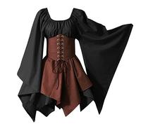 MJGkhiy Vestito Da Donna a Pipistrello Horror Diavolo Costumi Di Halloween Abito Da Vampiro Cosplay Carnevale Costume Da Strega Vintage Vestiti Da Steampunk Medievale Festa