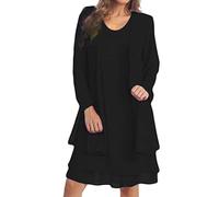 MJGkhiy Vestito Donna Elegante Midi Completo Abiti 2 Pezzi Curvy Vestito Cerimonia Cocktail Capodanno Sera Festa Outfit Due Pezzi Canotta Abito + Camicie Aperto Davanti Vestiti Tuta Set