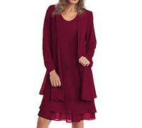 MJGkhiy Vestito Donna Elegante Midi Completo Abiti 2 Pezzi Curvy Vestito Cerimonia Cocktail Capodanno Sera Festa Outfit Due Pezzi Canotta Abito + Camicie Aperto Davanti Vestiti Tuta Set