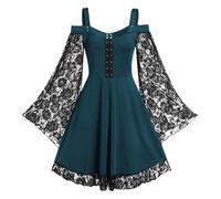 MJGkhiy Vestito Medievale Donna Contadina Elegante Vestito Carnevale Steampunk Vestiti Cosplay Viking Gotico Costume Principessa Halloween Abito Vittoriano Corta Sera Abito Rinascimentale Cerimonia