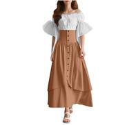 MJGkhiy Vestito Medievale Donna Guerriera Curvy Abito Rinascimentale Gotico Costume Principessa Steampunk Vestiti Cosplay Viking Halloween Vestito Carnevale Sera Abito Vittoriano Lungo Cerimonia