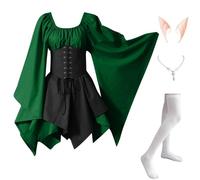 MJGkhiy Vestito Medievale Donna Guerriera Elegante Vestiti Cosplay Viking Gotico Abito Rinascimentale Halloween Vestito Carnevale Steampunk Costume Principessa Feste Abito Vittoriano Corta Sera