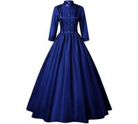MJGkhiy Vestito Medievale Donna Nobile Elegante Abito Rinascimentale Halloween Abito Vittoriano Lungo Gotico Costume Principessa Steampunk Vestito Carnevale Feste Vestiti Cosplay Viking Sera