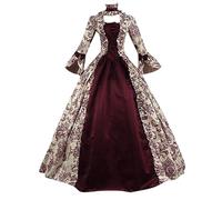 MJGkhiy Vestito Medievale Donna Nobile Vintage Costume Principessa Steampunk Vestiti Cosplay Viking Gotico Abito Vittoriano Lungo Halloween Abito Rinascimentale Sera Vestito Carnevale Feste