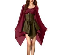 MJGkhiy Vestito Medievale Donna Popolana Curvy Abito Rinascimentale Steampunk Costume Principessa Halloween Vestiti Cosplay Viking Gotico Vestito Carnevale Sera Abito Vittoriano Corta Feste